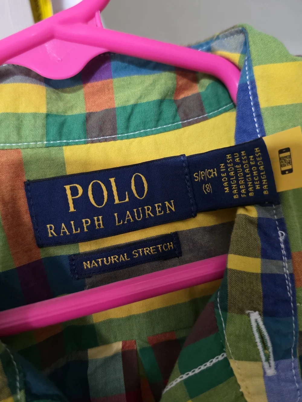 Ralph Lauren Yellow Green Blue Multi-Color Plaid Button-Down Shirt